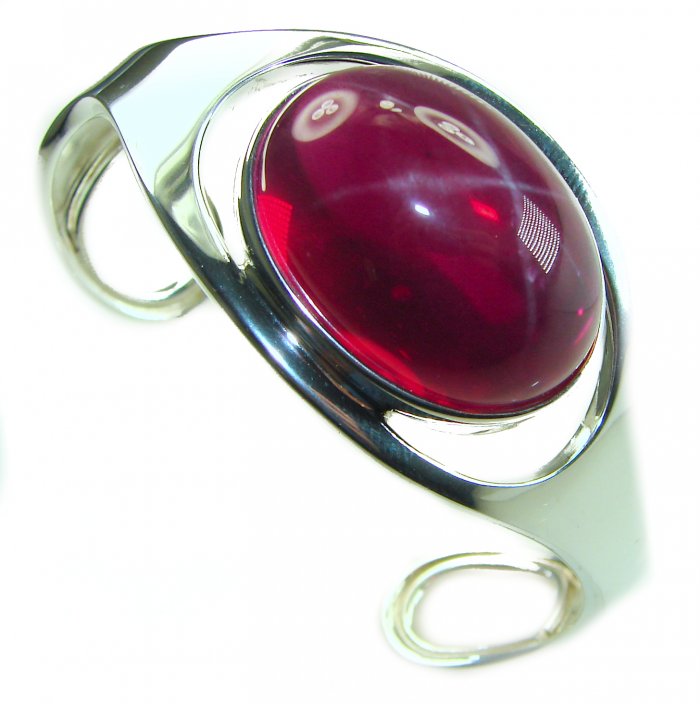Very Rare - Bellezza Genuine 44.5 CARAT Star Ruby .925 Sterling Silver HUGE Bracelet / Cuff - video