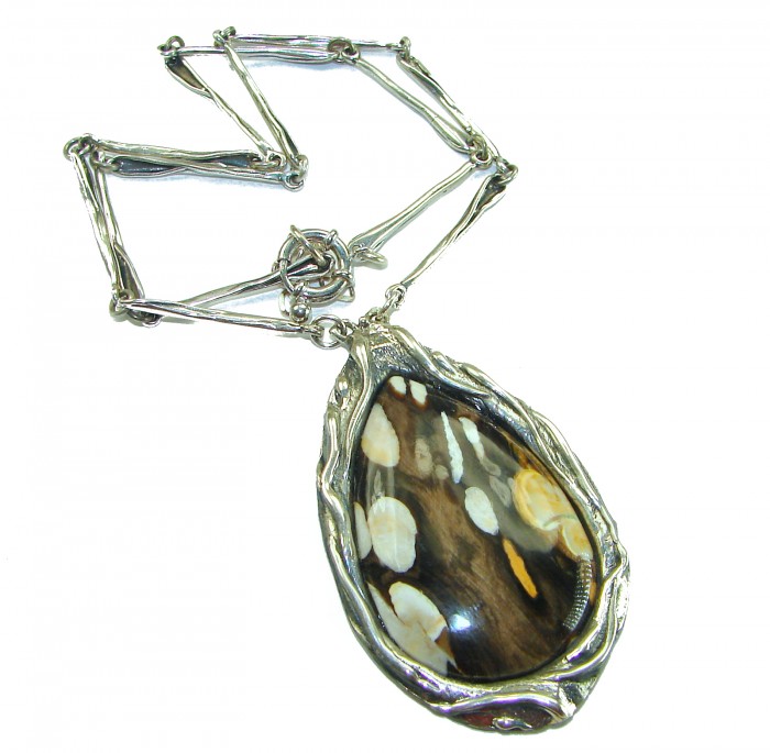 Genuine Petrified Palm Wood .925 Sterling Silver handcrafted necklace