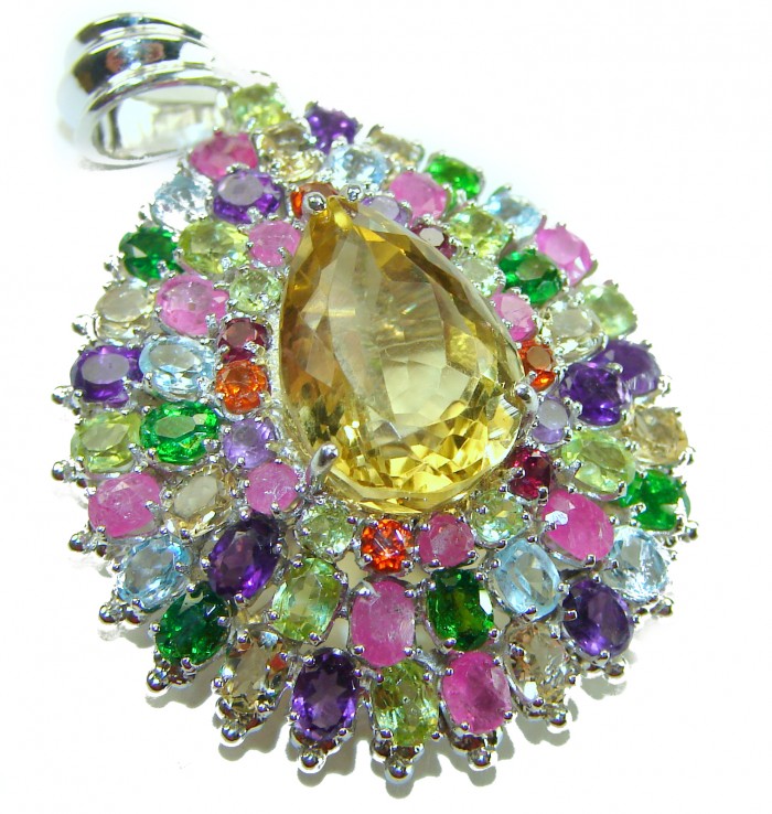 Wonderland 41.1 carat Lemon Quartz .925 Sterling Silver handcrafted pendant