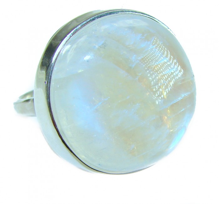 Rainbow Moonstone .925 Sterling Silver handmade ring s. 6 1/2
