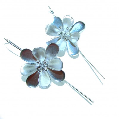 Silver Flowers Italy made .925 Sterling Silver Earrings