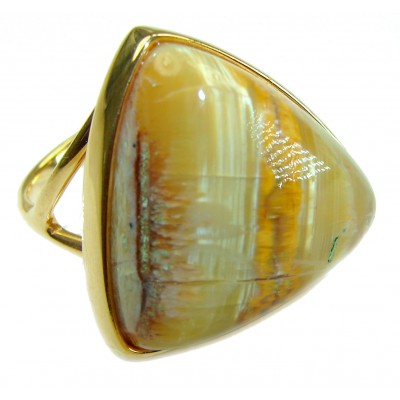 Oramge Aura best quality 22.4 carat Mexican Opal 18K Gold over .925 Sterling Silver handmade ring 11 1/2