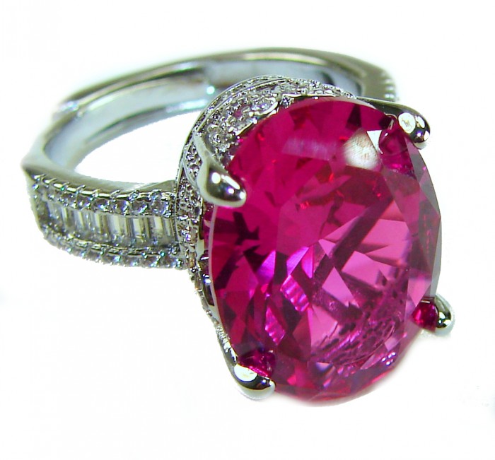 Blooming Beauty 11.8 carat Pink Sapphire .925 Silver handcrafted Cocktail Ring s. 7