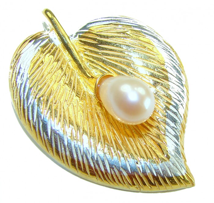 Natural Leaf Pearl 14K Gold over .925 Sterling Silver handmade