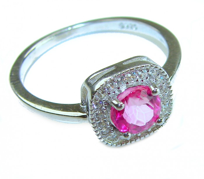 A Spark of Sweetness 5.8 carat Hot Pink Sapphire .925 Sterling Silver Ring s. 8 1/4
