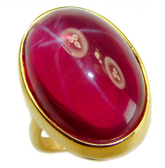 Bellezza Genuine 36.5 CARAT Star Ruby .925 Sterling Silver Large Statement Ring size 8