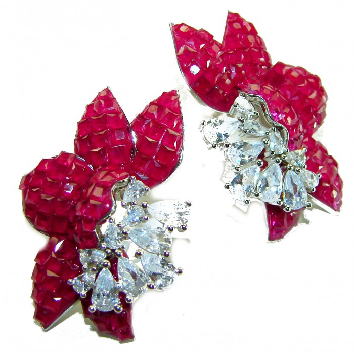Giovanna - Authentic 22.9 carat Ruby .925 Sterling Silver handcrafted earrings