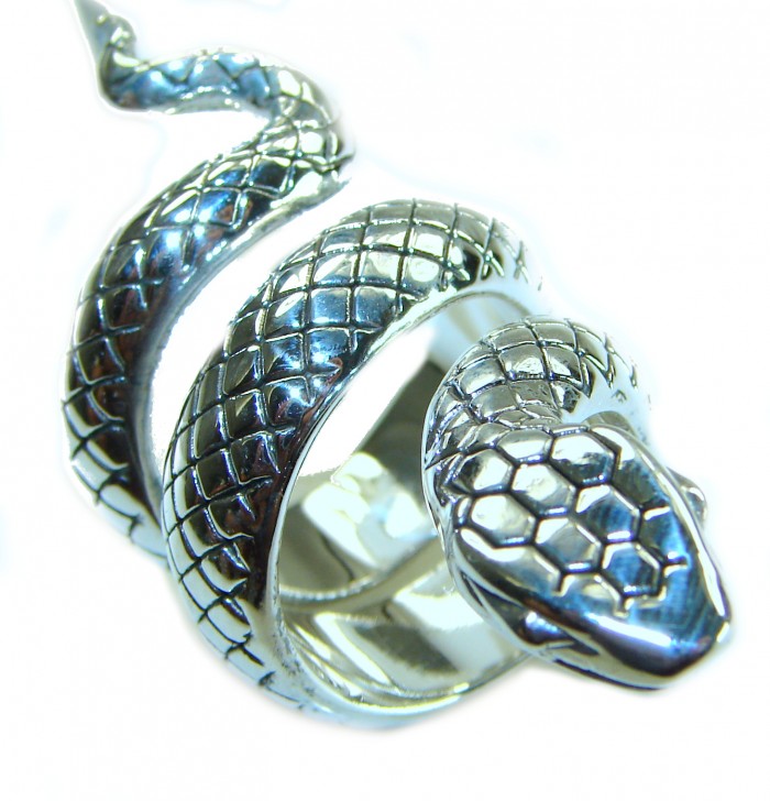 Large Boa Snake .925 Sterling Silver handcrafted Statement SPINAL Ring size 7