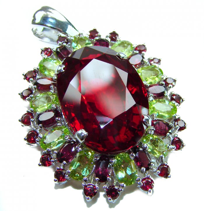 Victorian style 28.5 carat Authentic Ruby .925 Sterling Silver handcrafted Pendant - video