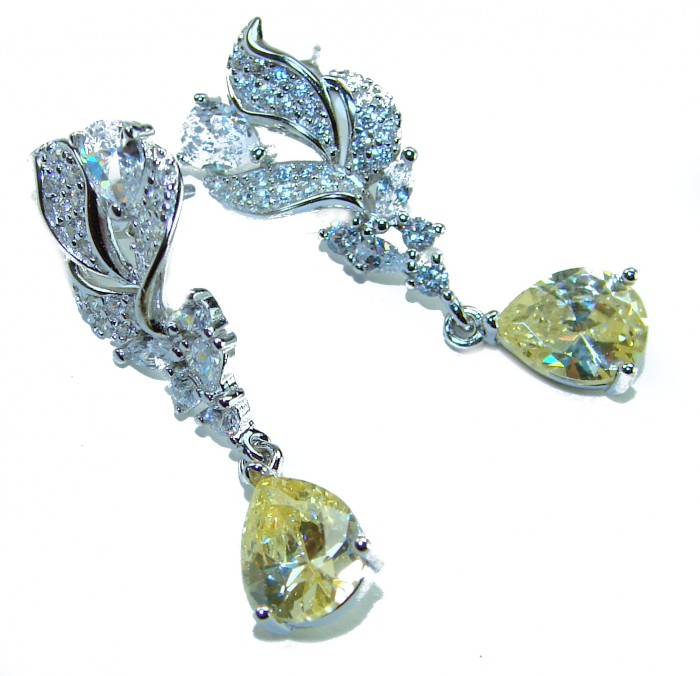 Authentic 4.5 carat Citrine .925 Sterling Silver brilliantly handcrafted earrings