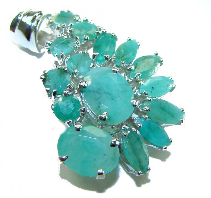 Melissa- Authentic 18.5 carat Emerald .925 Sterling Silver handcrafted Pendant
