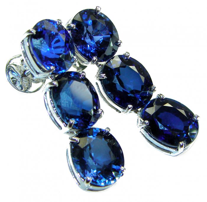 Deep Ocean 22.5 carat London Blue Topaz .925 Sterling Silver handmade Statement earrings - video