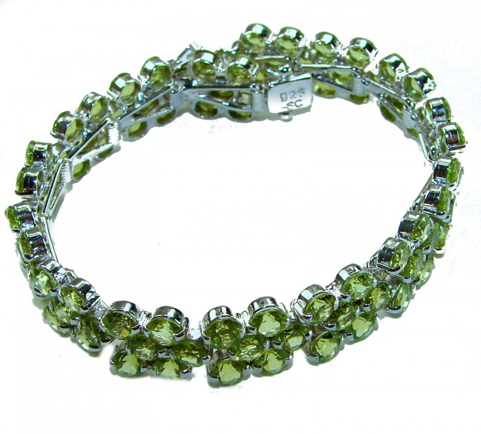 Melissa - Great Masterpiece 102.2 carat genuine Peridot .925 Sterling Silver handmade Statement bracelet