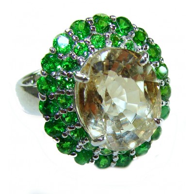 15.5 carat Citrine .925 Sterling Silver Handcrafted Huge Ring size 7