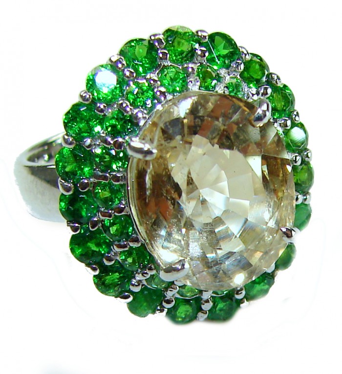 15.5 carat Citrine .925 Sterling Silver Handcrafted Huge Ring size 7