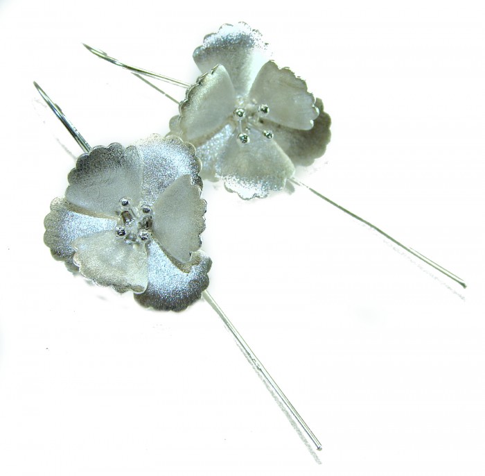 Silver Flowers Italy made .925 Sterling Silver Earrings