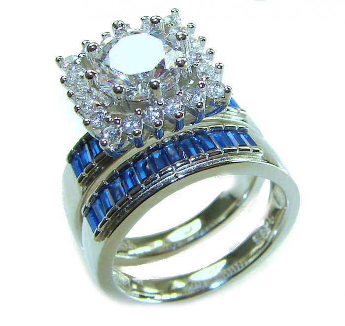 Extravaganza 5.6 carat Emerald .925 Sterling Silver brilliantly handcrafted stack up ring s. 6