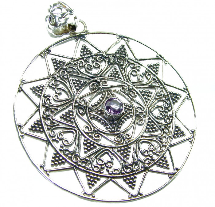 Vintage Design 12.4 CARAT Amethyst 18K Gold over .925 Sterling Silver handcrafted Pendant