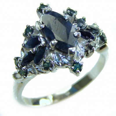 Precious 11.9 CARAT Sapphire .925 Sterling Silver Statement Ring s. 8