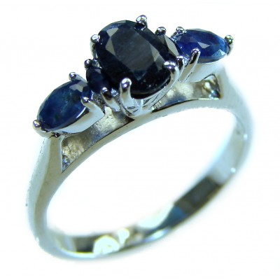 Precious 5.9 CARAT Sapphire .925 Sterling Silver Statement Ring s. 8 1/2