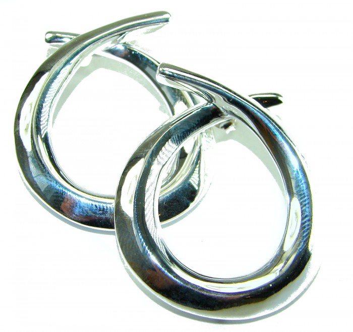 Large 1 5/8 inches long highly polished .925 Sterling Silver Italy made Earrings