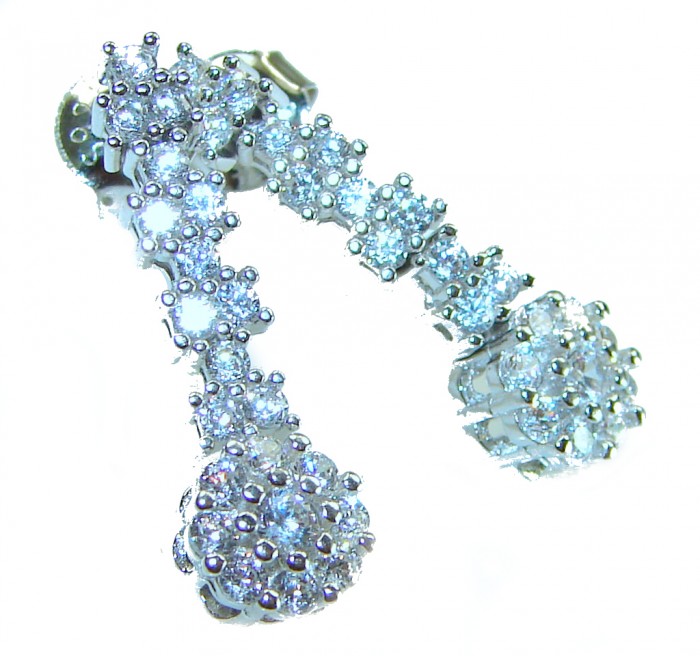 Art Deco 5.2 carat White Topaz .925 Sterling Silver handcrafted earrings