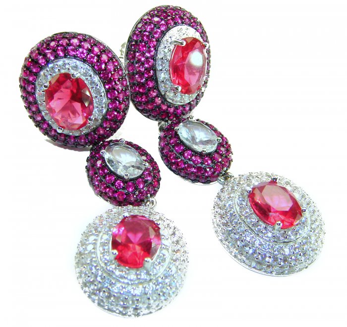 Luxurious authentic 8.2 carat Brazilian Pink Tourmaline .925 Sterling Silver handcrafted earrings - video