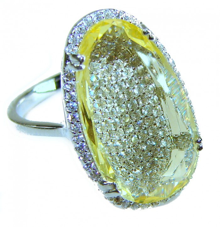 Golden Treasure 12.5 carat Citrine .925 Sterling Silver Handcrafted Ring size 8