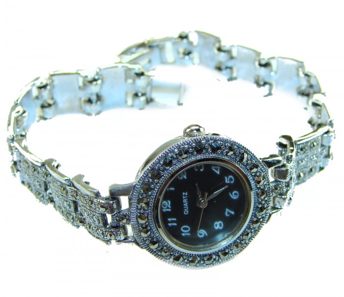 Precious 59.8 carat MARCASITE .925 Sterling Silver handmade Bracelet - Watch