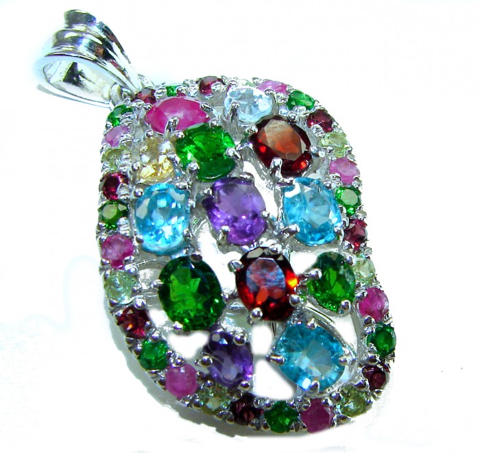 Fiesta Authentic 12.5 carat Multigem .925 Sterling Silver brilliantly handcrafted pendant