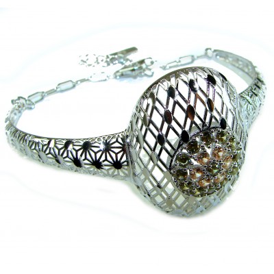 Aphrodite - Solid 4.5 multicolor Sapphire .925 Sterling Silver handcrafted Bracelet