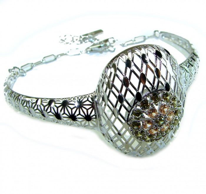 Aphrodite - Solid 4.5 multicolor Sapphire .925 Sterling Silver handcrafted Bracelet
