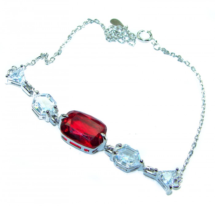 9.5 carat Ruby .925 Sterling Silver handmade Statement Bracelet