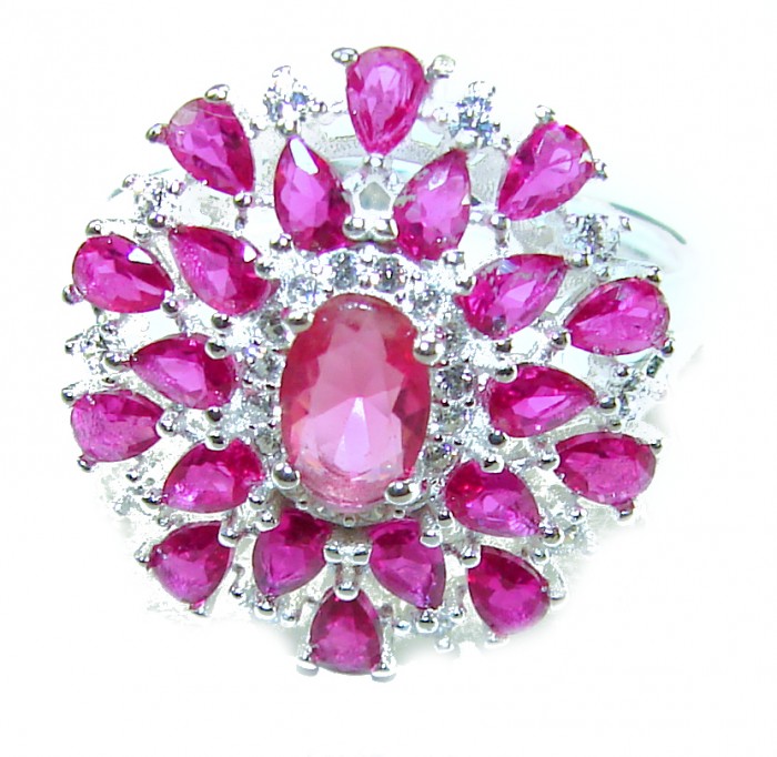11.2 carat oval cut Brazilian Pink Tourmaline .925 Silver handcrafted Cocktail Ring s. 7 3/4