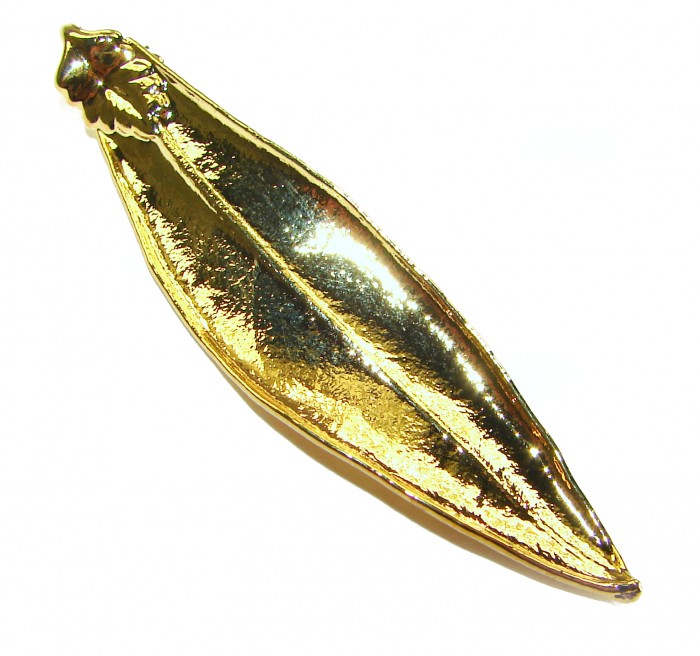 Natural Leaf .925 Sterling Silver dipped in real 10k Gold handmade pendant