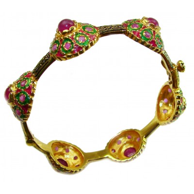 Victoria Authentic 20.5 carat natural Ruby .925 Sterling Silver brilliantly dipped in real 18K Gold handcrafted Statement Bracelet