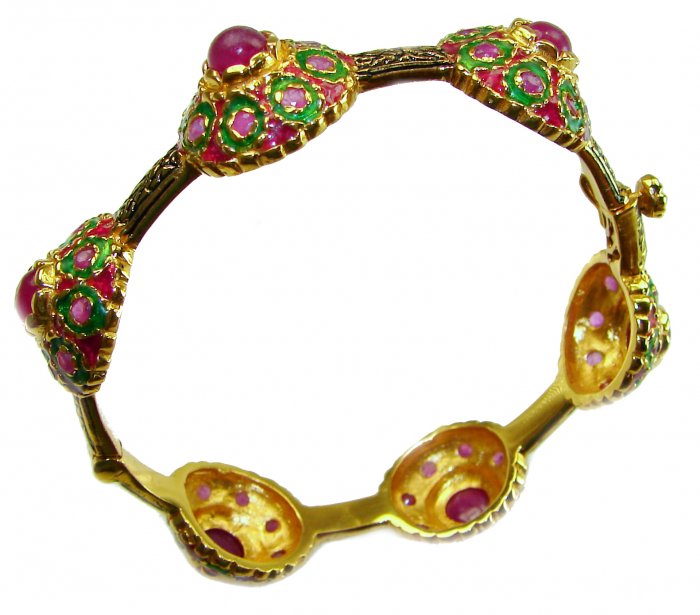 Victoria Authentic 20.5 carat natural Ruby .925 Sterling Silver brilliantly dipped in real 18K Gold handcrafted Statement Bracelet - video
