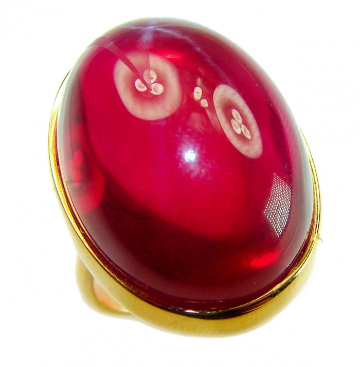 Bella Rosa Genuine 46.5 CARAT Star Ruby .925 Sterling Silver dipped in 18K Gold ovrLarge Statement Ring size 8