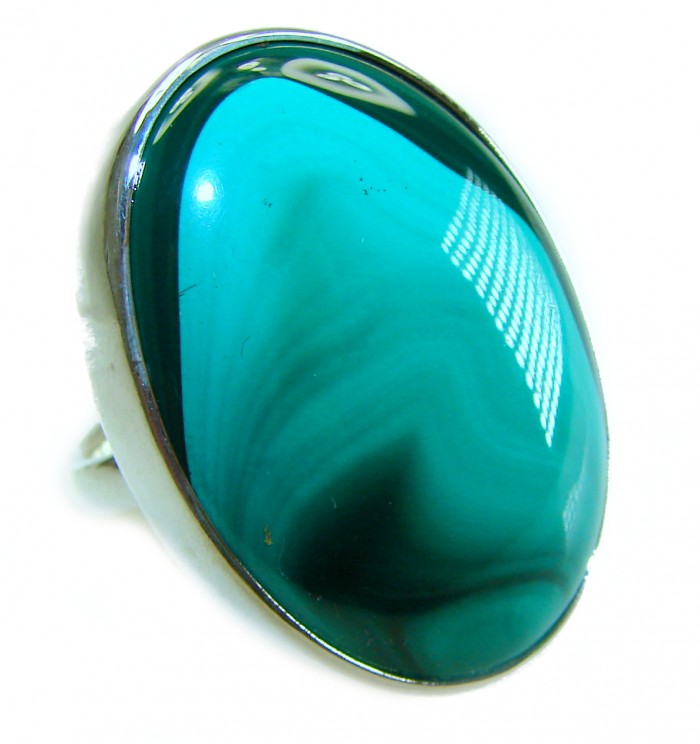 39.2 CARAT genuine Malachite from Utah .925 Sterling Silver handcrafted ring size 8 adjustable