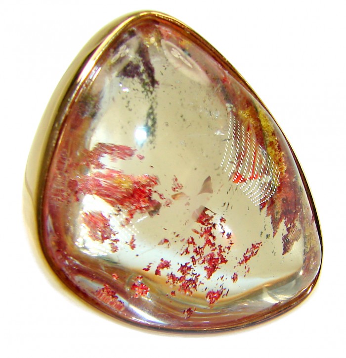 Best quality Golden Rutilated Quartz 14K Gold over .925 Sterling Silver handcrafted Ring Size 7
