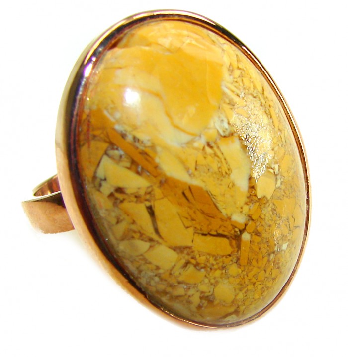 Huge Picture Jasper 14K Gold over .925 Sterling Silver handcrafted ring s. 8 adjustable