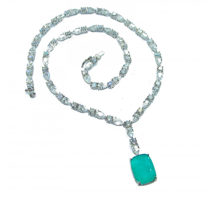 Born to Glam authentic 10.9 carat Colombian Emerald .925 Sterling Silver handcrafted Statement necklace
