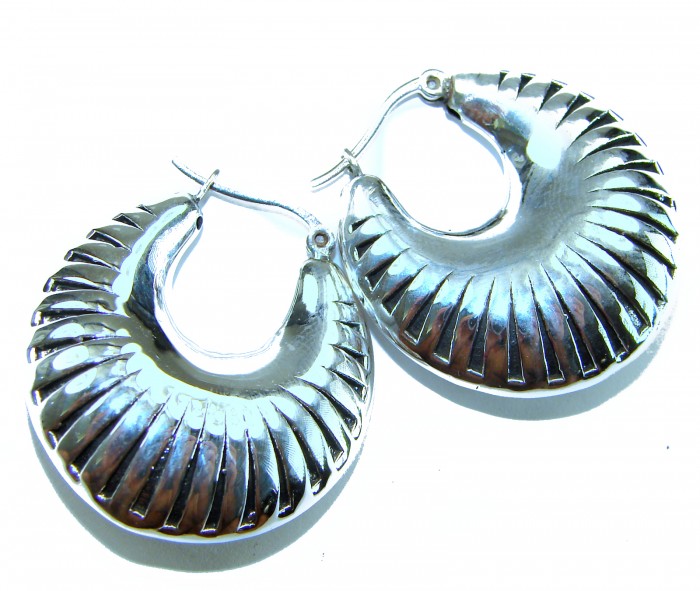 Highly Polished Fancy Modern design .925 Sterling Silver Italy made Earrings