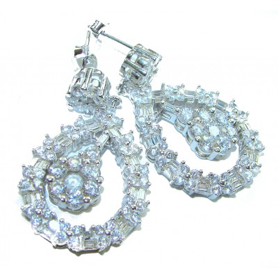 Allure Natural 16.2 carat White Topaz .925 Sterling Silver handcrafted earrings