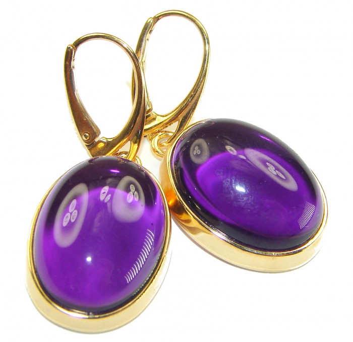 Lavender Beauty authentic 16.2 carat Amethyst 14K Gold over .925 Sterling Silver handcrafted earrings