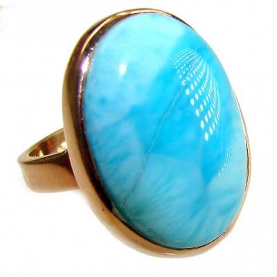 Blue Perfection AAAA QUALITY Blue Larimar 18K Gold over .925 Sterling Silver handmade Large ring size 8 adjustable