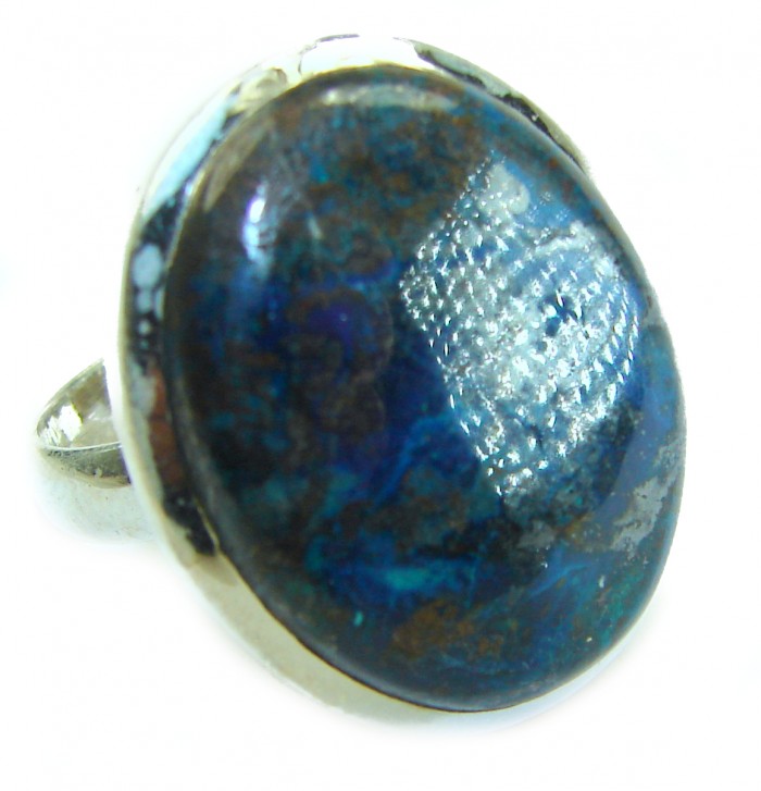 Great quality Parrot's Wings Chrysocolla .925 Sterling Silver handcrafted Ring size 8 1/2