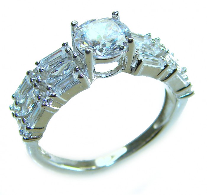 Luxurious 4.2 carat White Topaz .925 Sterling Silver handcrafted Ring s. 5 3/4