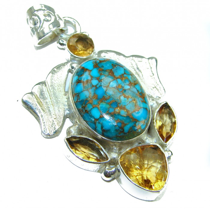 Arizona Beauty Natural Natural Turquoise .925 Sterling Silver handmade pendant