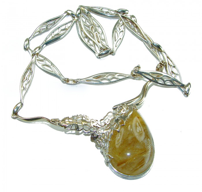 Incredible Design Golden Rutilated Quartz .925 Sterling Silver handcrafted necklace